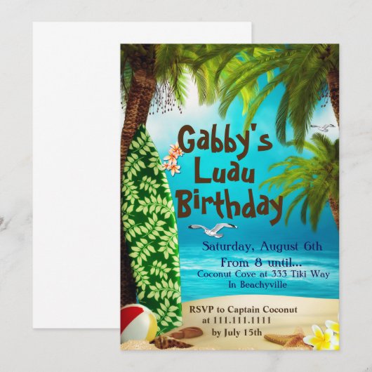 Invitation hawaïenne de partie, invitations de (Devant / Derrière)