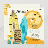 Invitation hawaïenne de planches de surf de Luau (Devant / Derrière)
