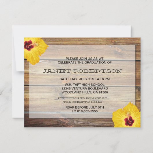 Invitation hawaïenne d'obtention du diplôme de (Dos)