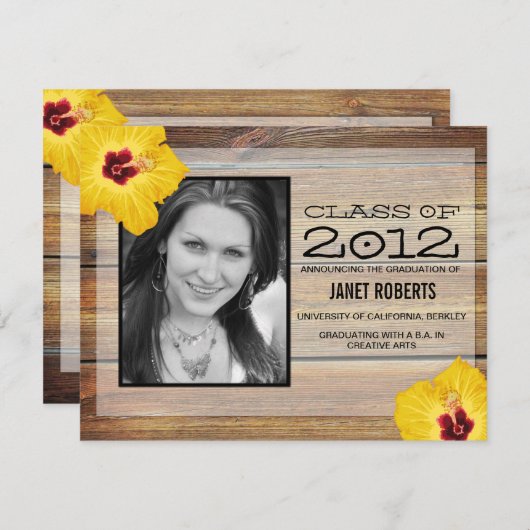 Invitation hawaïenne d'obtention du diplôme de (Devant / Derrière)