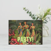 Invitation Hawaii Aloha Palm Hula Art Design (Debout devant)