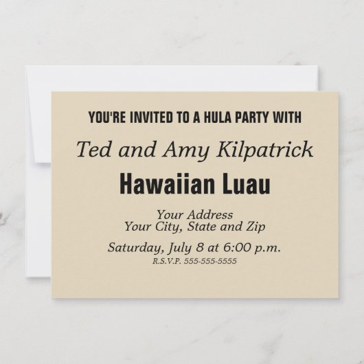 Invitation Hawaii Aloha Palm Hula Art Design (Dos)