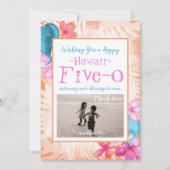 Invitation Hawaii Cinq-0 50e Anniversaire, Corail, Rose, Aqua (Devant)