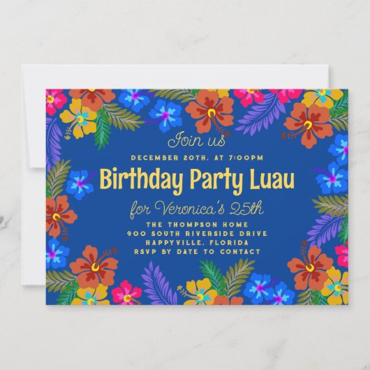 Invitation Hawaii Luau fête d'anniversaire (Devant)