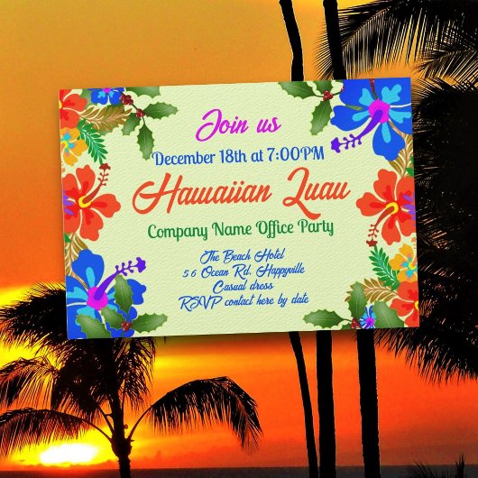 Invitation Hawaii Luau Fête Hibiscus à Holly