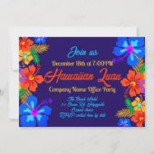 Invitation Hawaii Luau Fête Hibiscus frontière (Devant)