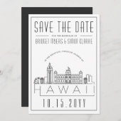 Invitation Hawaii Mariage Silhouette stylisée de la ville Car (Devant / Derrière)