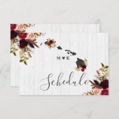 Invitation Hawaii State Destination Rustic Mariage Schedule (Devant / Derrière)