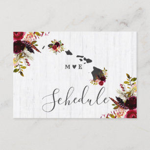 Invitation Hawaii State Destination Rustic Mariage Schedule