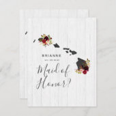Invitation Hawaii State Floral Will you be My Maid of Honor (Devant / Derrière)