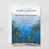 Invitation Hawaii Watercolor Beach Palm Destination Mariage (Devant)