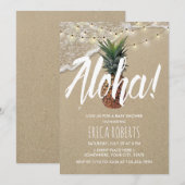 Invitation Hawaiian Beach Aloha Baby shower d'ananas (Devant / Derrière)