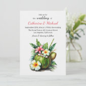 Invitation Hawaiian Beach vacances été Hibiscus Mariage (Debout devant)