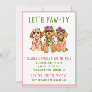 Invitation Hawaiian Goldendoodle Chiens Fleur Lei