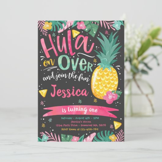 Invitation Hawaiian Luau Anniversaire de fête Anniversaire Pi (Debout devant)