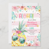 Invitation Hawaiian Luau Pineapple Tropical Girl Anniversaire (Devant)