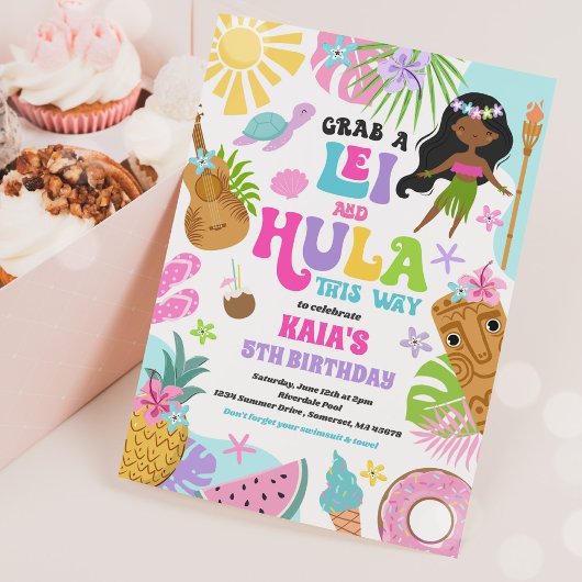 Invitation Hawaiian Luau Tropical Summer Pool Birthday Party