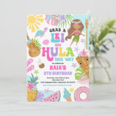 Invitation Hawaiian Luau Tropical Summer Pool Birthday Party (Debout devant)