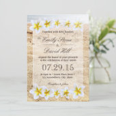 Invitation Hawaiian Plumeria Flowers Plage thème Mariage (Debout devant)