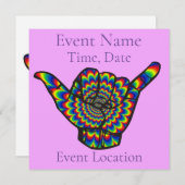 Invitation Hawaiian Shaka Psychedelic Thunder_Cove (Devant / Derrière)