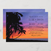 Invitation Hawaiian Sunset Palm Tree Beach Mariage à thème (Devant / Derrière)