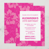 Invitation Hawaiian thème 29e anniversaire fête rose (Devant / Derrière)