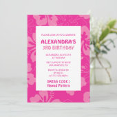 Invitation Hawaiian thème 3ème anniversaire rose (Debout devant)