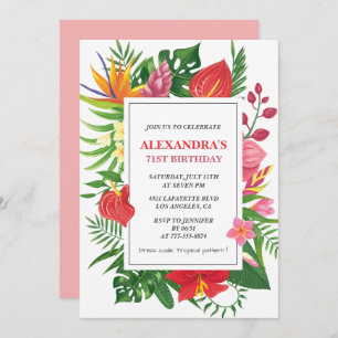 Invitation Hawaiian thème 71e anniversaire Floral Colorful