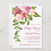 Invitation Hawaiian Tropical Flowers Baby shower fille (Devant)