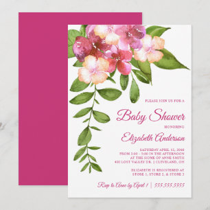 Invitation Hawaiian Tropical Flowers Baby shower fille