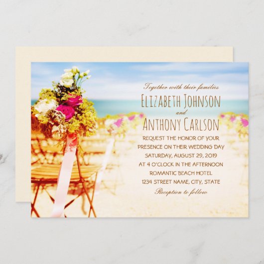 Invitation Hawaiian Tropical Rustic Beach Mariage à thème (Devant / Derrière)