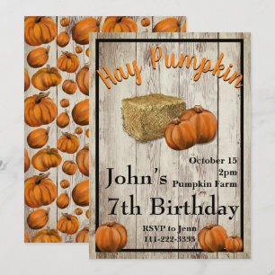 Invitation Hay Citrouille Automne Anniversaire Fête Invitatio