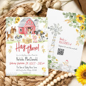 Invitation Hay There Cute Farm Animals Sunflower Baby Shower