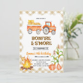 Invitation Hayrides Bonfire S'mores Pumpkin Party invite (Debout devant)