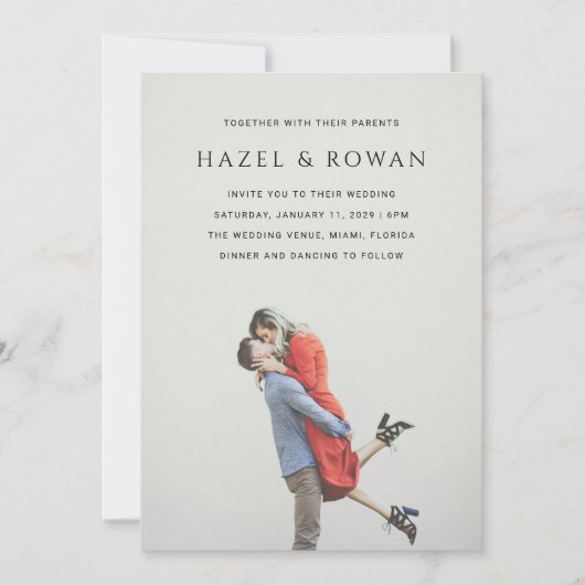 Invitation Hazel Photo Mariage moderne (Devant)