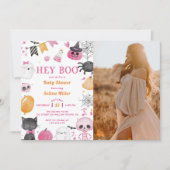 Invitation Hé Boo ! Baby shower Halloween rose photo (Devant)