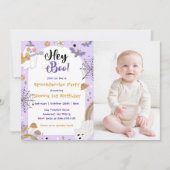 Invitation Hé Boo ! Éffrayant Halloween jolie photo d'anniver (Devant)