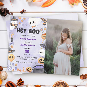 Invitation Hé Boo ! Halloween Party mignon Baby shower fantôm