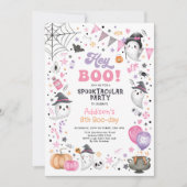 Invitation Hé Boo ! Pink Lilac Halloween Fantôme Fille Annive (Devant)