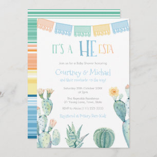 Invitation HE-esta Baby shower Mexicain Couples Pour Garçon