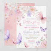 Invitation He Gives Me Butterflies Floral Bridal Shower (Devant / Derrière)