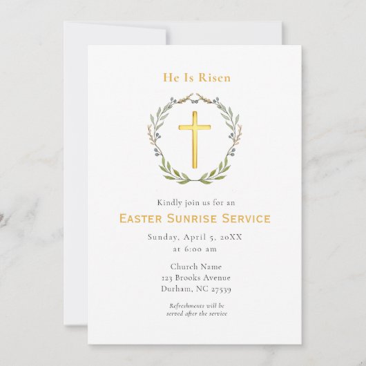 Invitation  He is Risen Cross Easter Sunrise service (Devant)