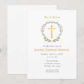 Invitation  He is Risen Cross Easter Sunrise service (Devant / Derrière)