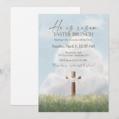 Invitation He Is Risen Easter Brunch Cross Resurrection (Devant / Derrière)