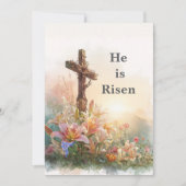 Invitation He Is Risen Watercolor Easter Card (Devant)