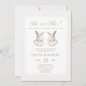 Invitation He or She Baby Bunny Gender Reveal (Devant)