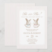 Invitation He or She Baby Bunny Gender Reveal (Devant / Derrière)