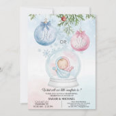 Invitation He or She? Festive Christmas Gender Reveal Party (Devant)