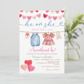 Invitation He or She Valentine Gender Reveal Clothesline (Debout devant)