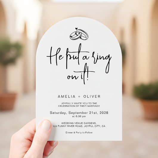 Invitation He Put a Ring on It Joyful Modern Wedding